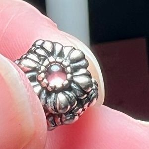 Pandora Birthday Blossom October pink flower charm sterling silver RETIRED